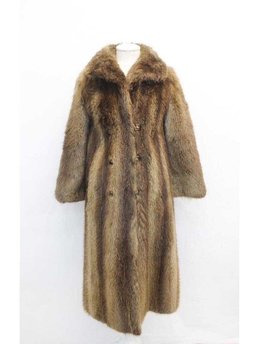 Excellent Canadian Long Haired Beaver Fur Coat Jacket Women Woman Size 4 Petite